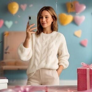 White Open Knit Sweater